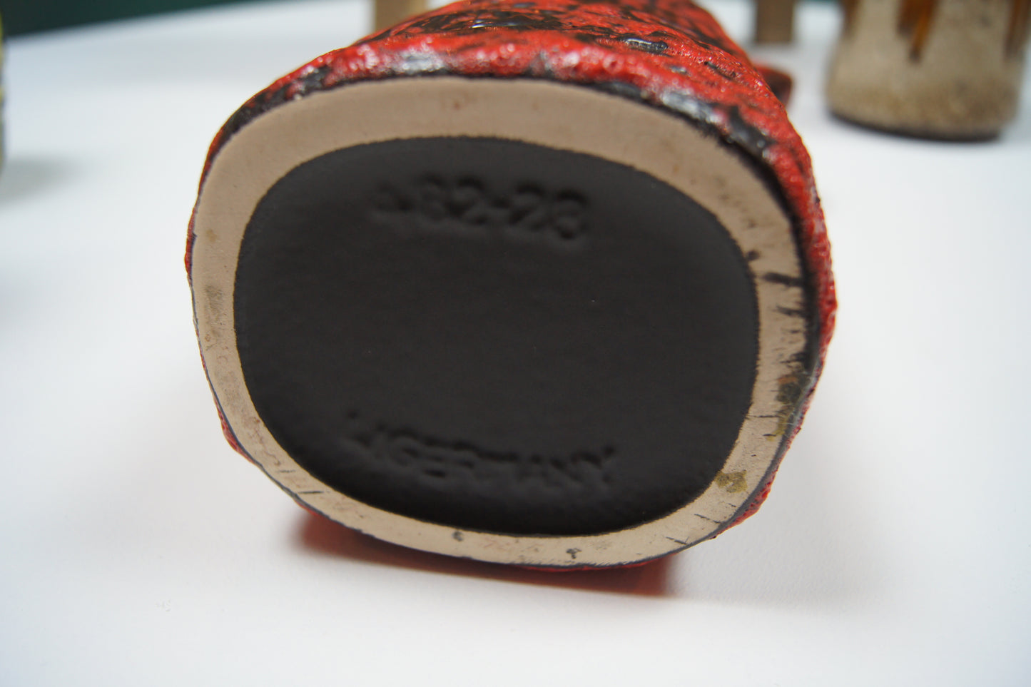 Medium Red & Black 'Fat Lava' West German Vase '482-28'