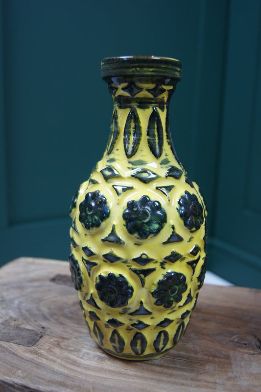 Small Yellow & Black West German Vase
