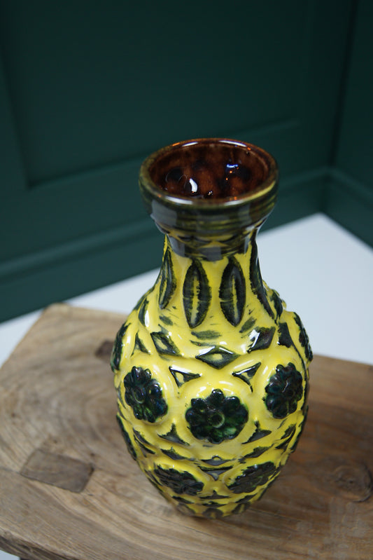 Small Yellow & Black West German Vase