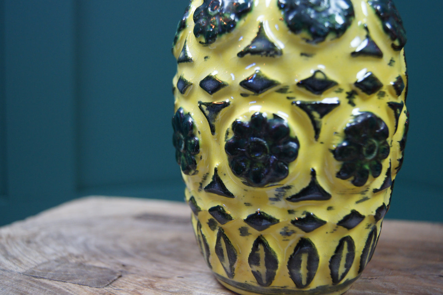 Small Yellow & Black West German Vase