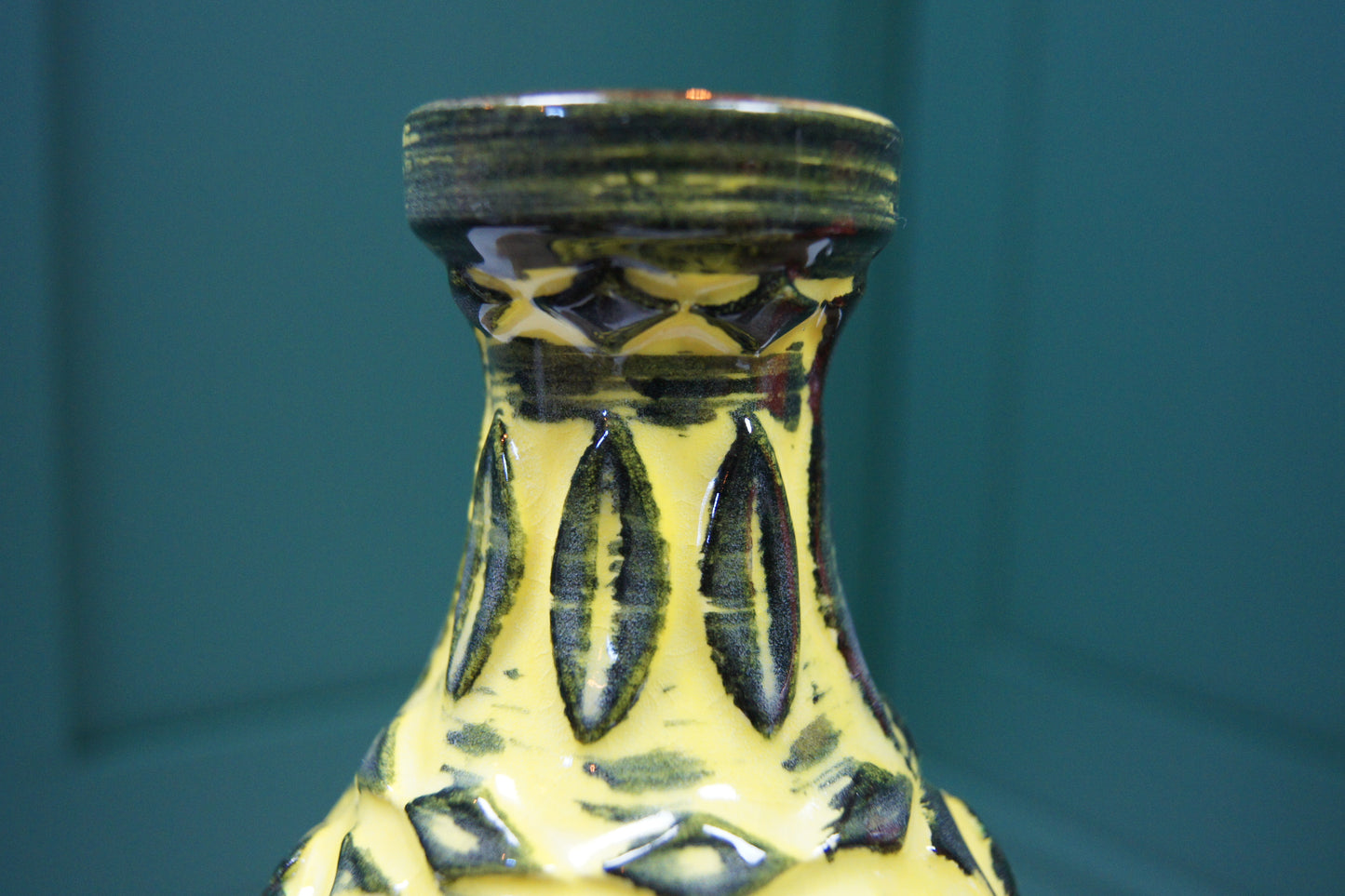 Small Yellow & Black West German Vase