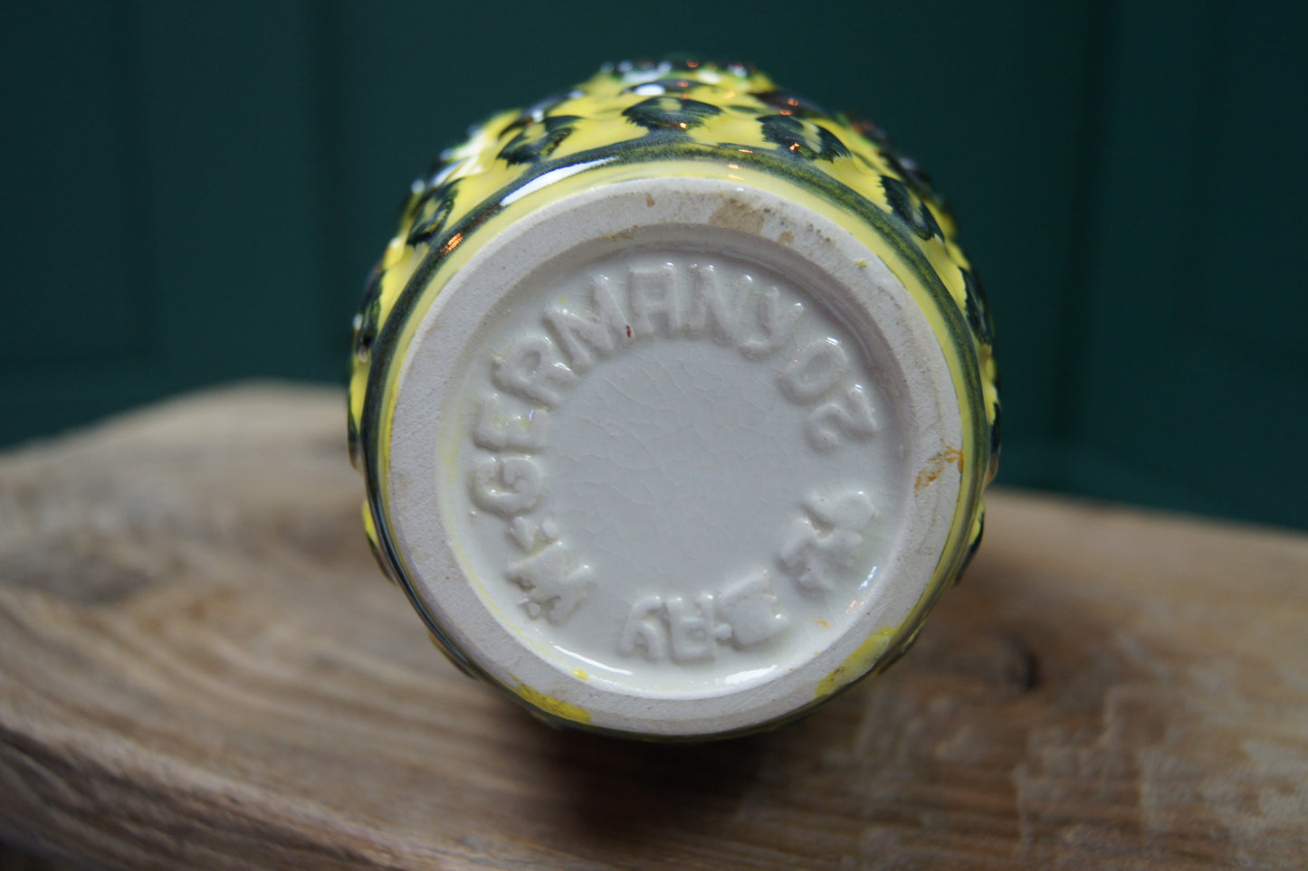 Small Yellow & Black West German Vase