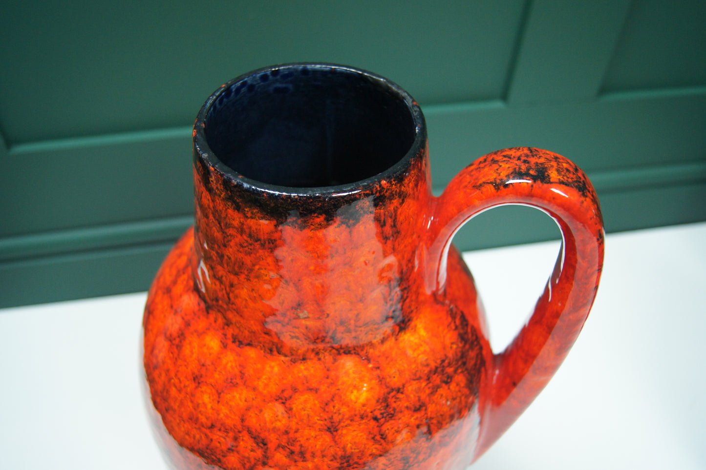 Large Orange/Red & Black West German Vase