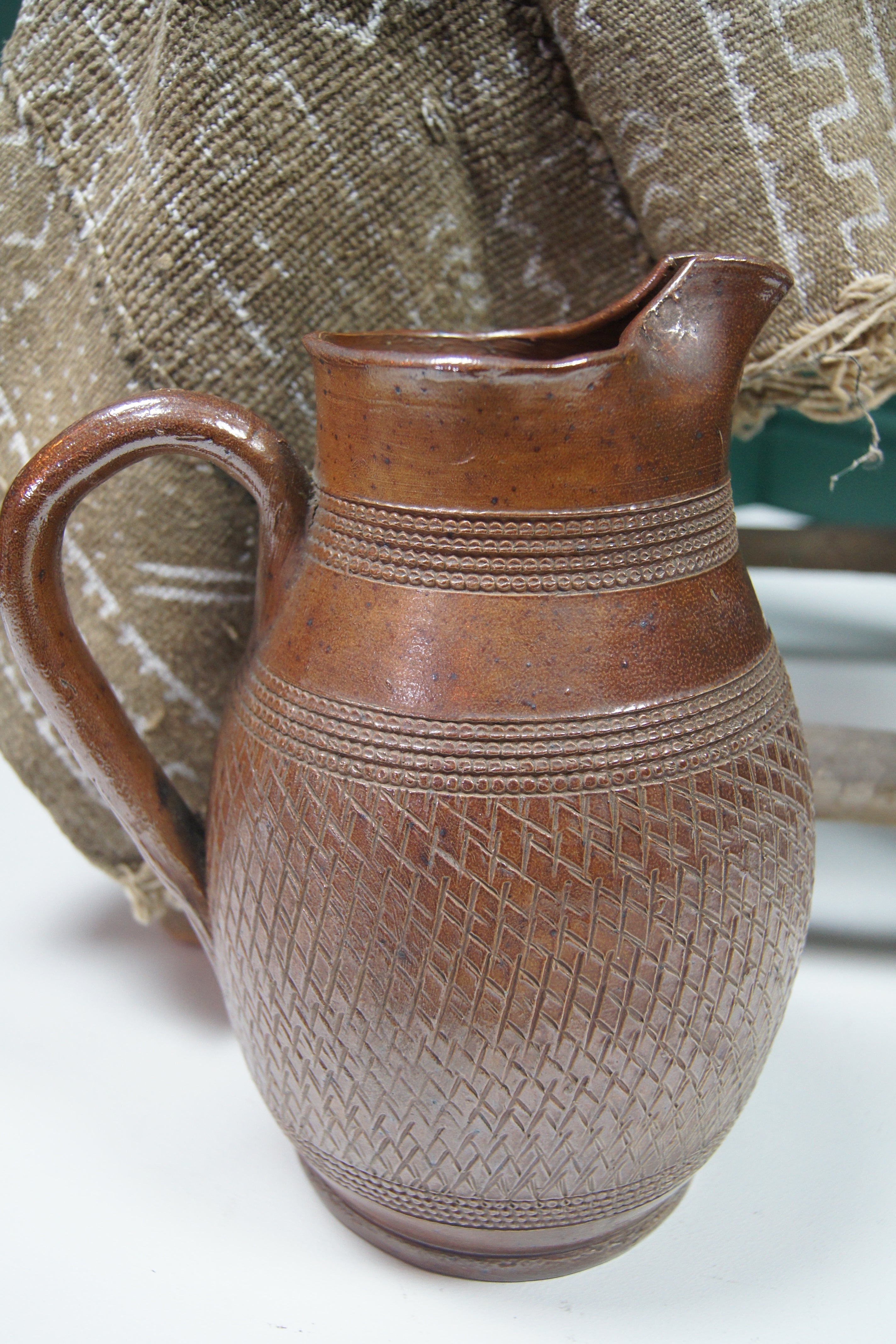 Sgraffito Loop Handled Jug – The Vintage Potter