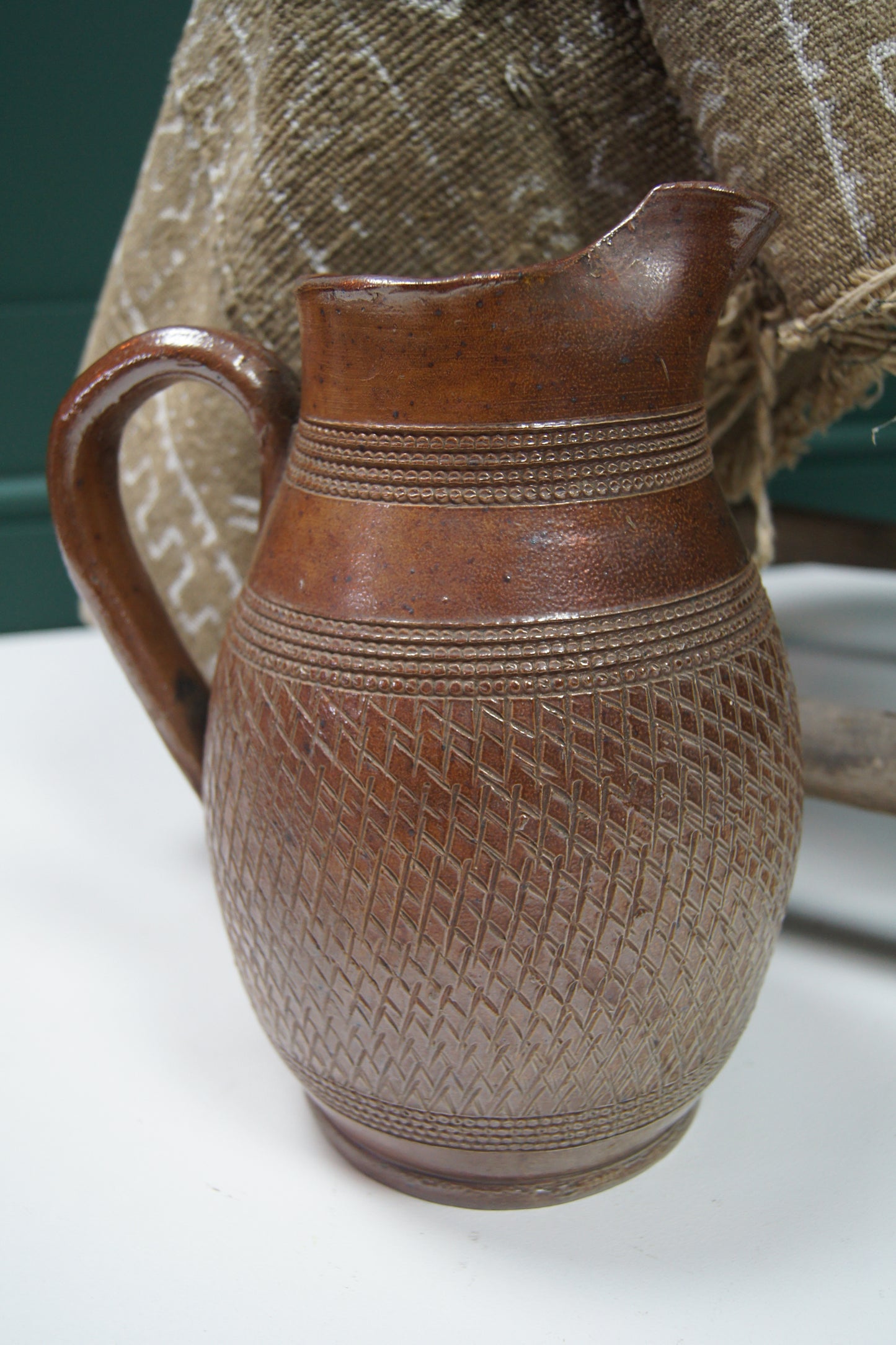 Sgraffito Loop Handled Jug