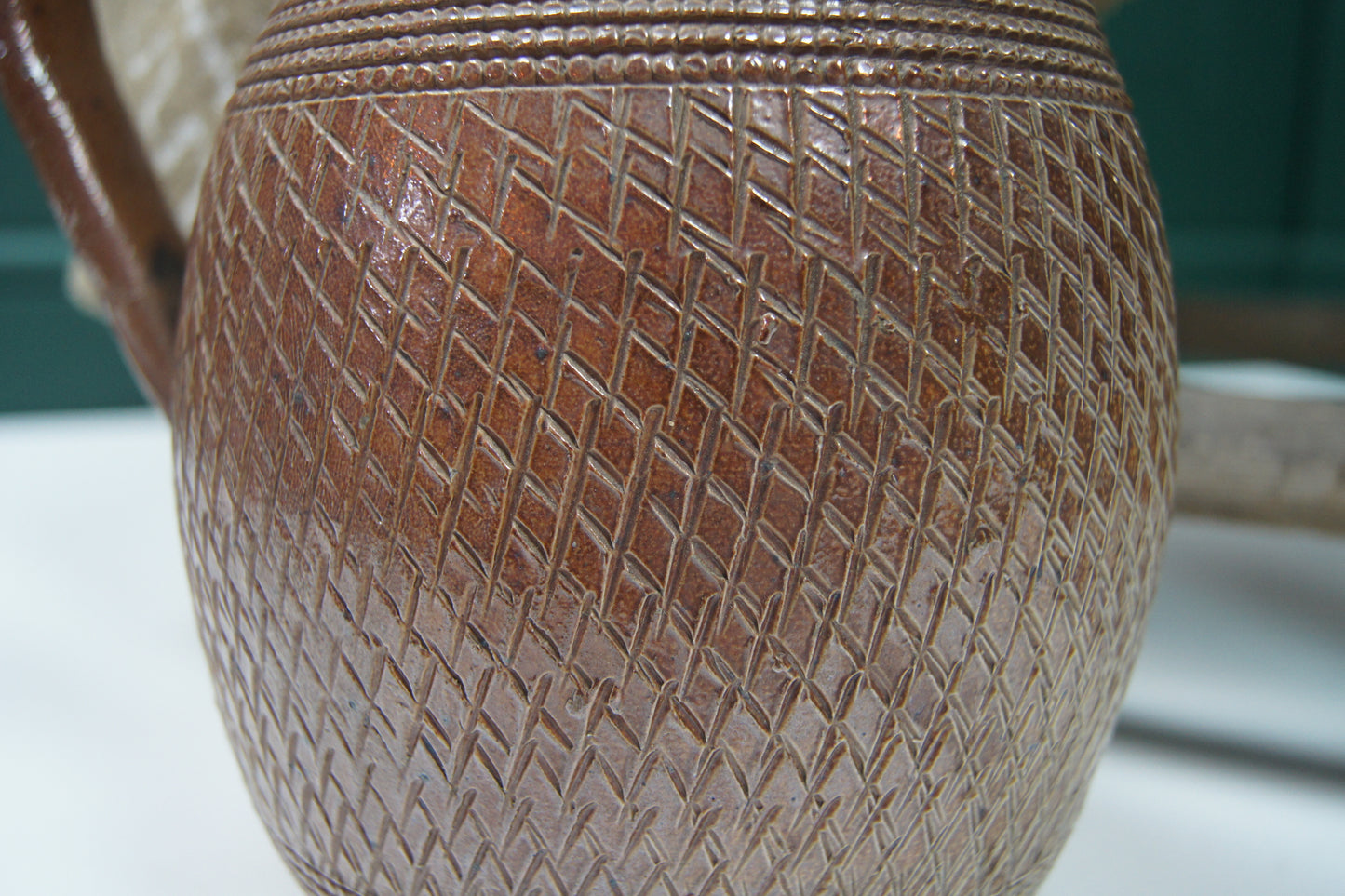 Sgraffito Loop Handled Jug