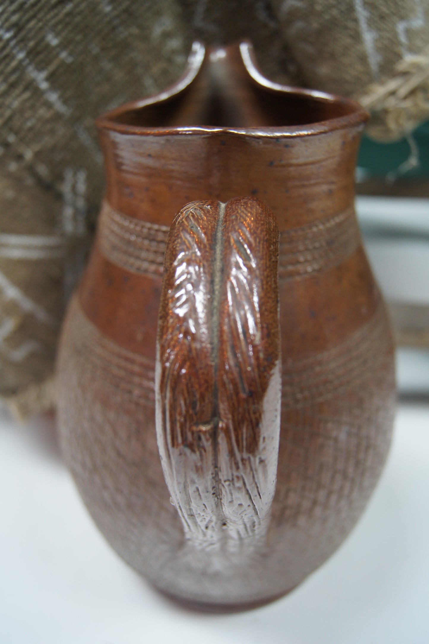 Sgraffito Loop Handled Jug