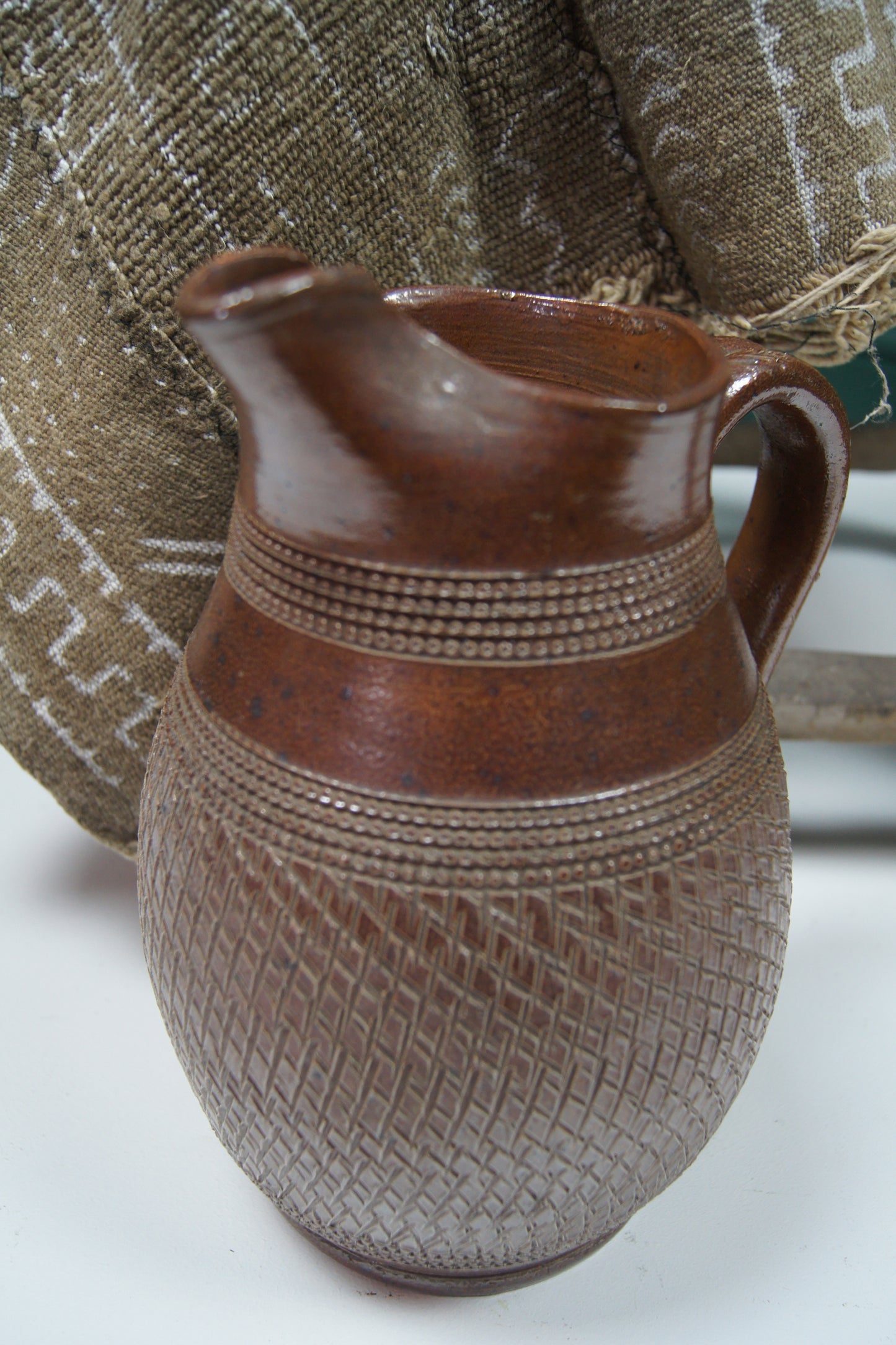 Sgraffito Loop Handled Jug