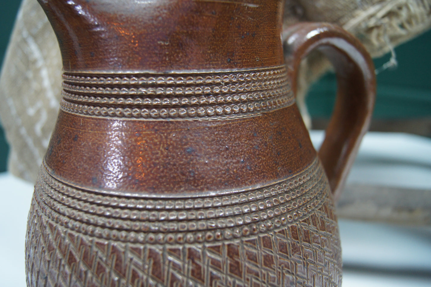 Sgraffito Loop Handled Jug