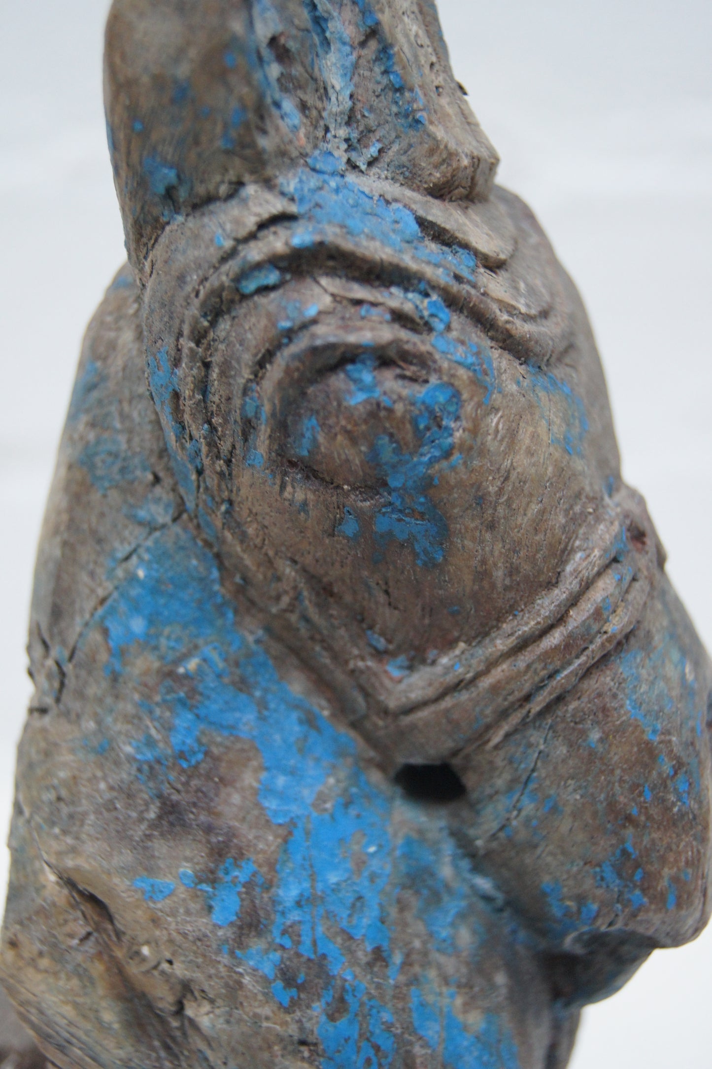 Indian Hand-Carved Wooden Horse Head Sculpture on Metal Stand