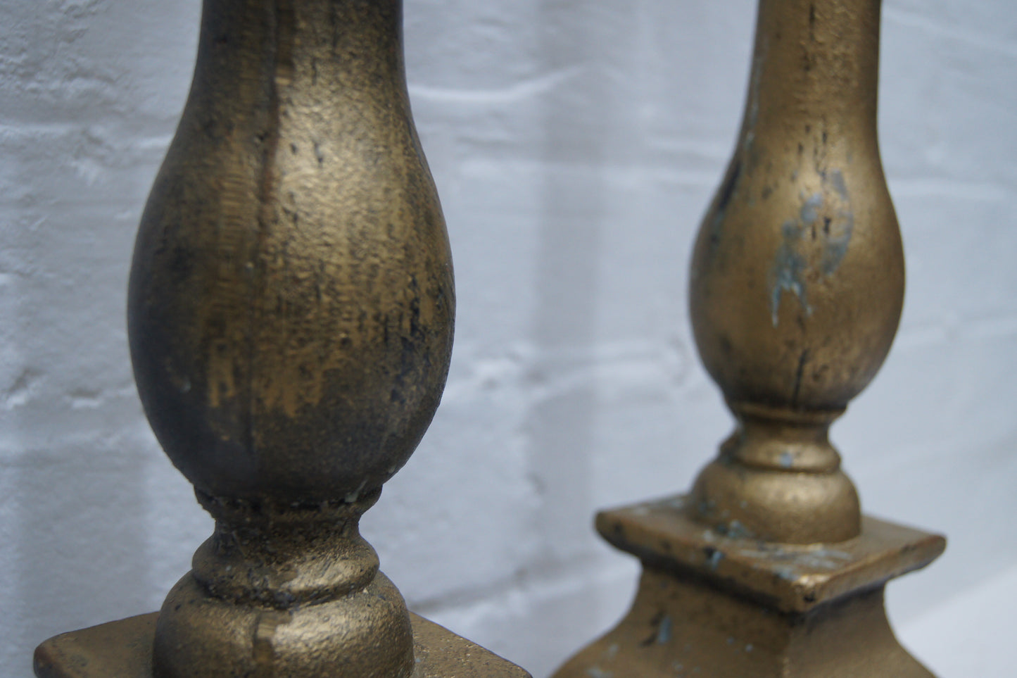 Pair of Ecclesiastical Cast Iron Candlesticks
