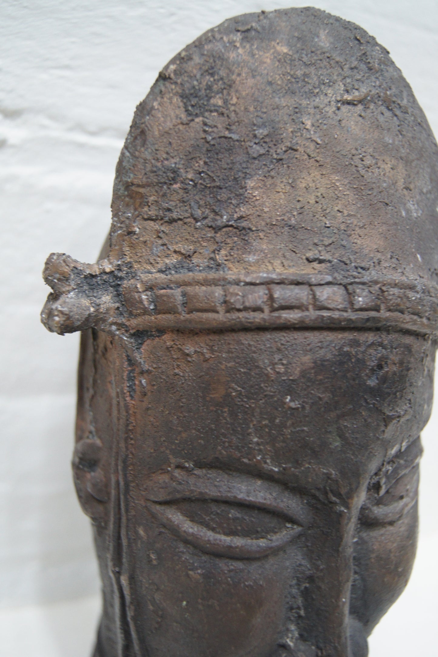 Nigerian Tribal Art Bronze Head Sculpture