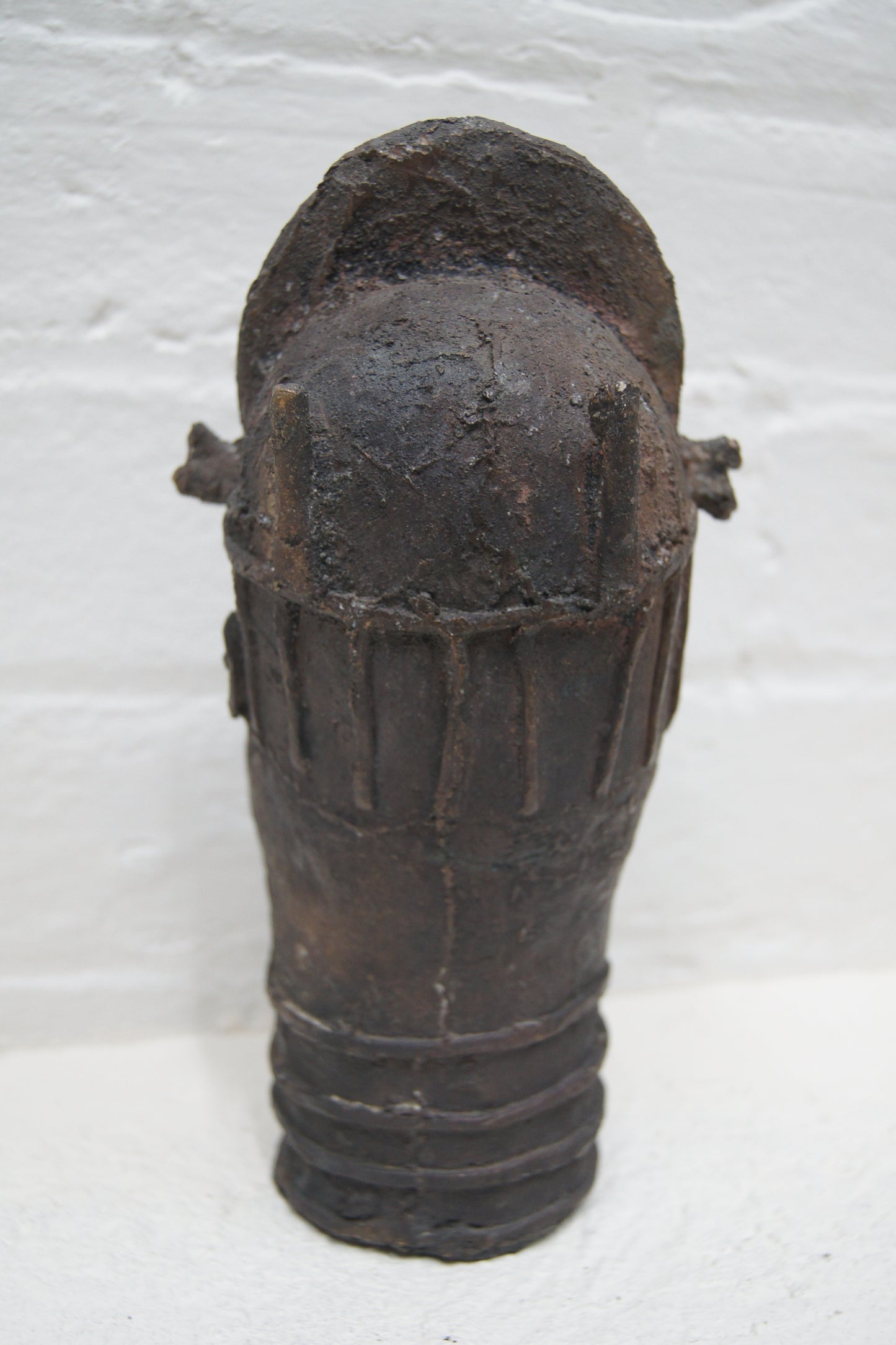 Nigerian Tribal Art Bronze Head Sculpture