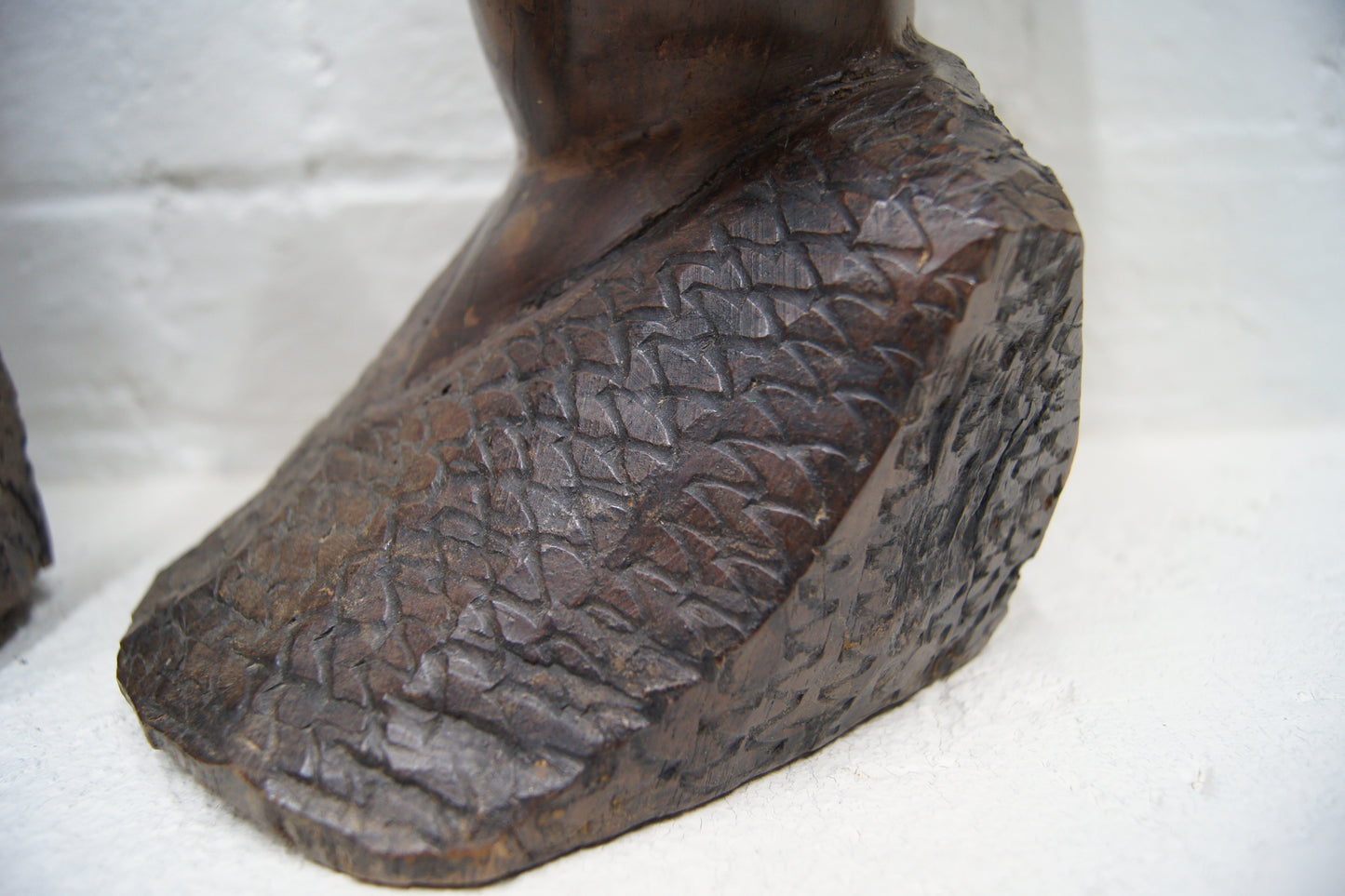Vintage Hardwood Hand Carved African Head Sculptures