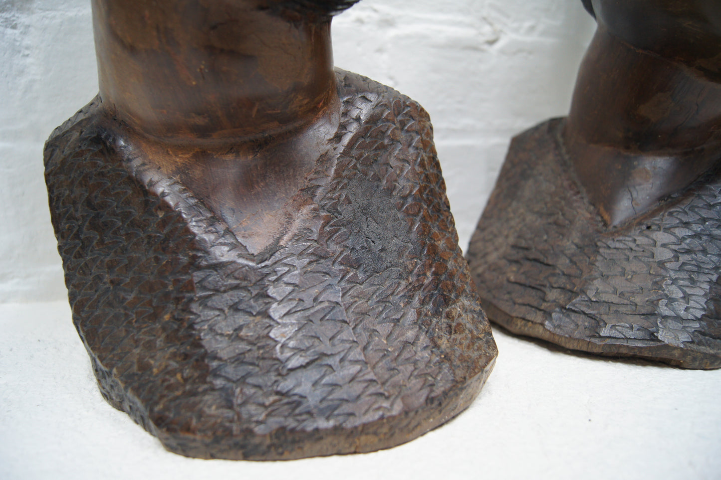 Vintage Hardwood Hand Carved African Head Sculptures