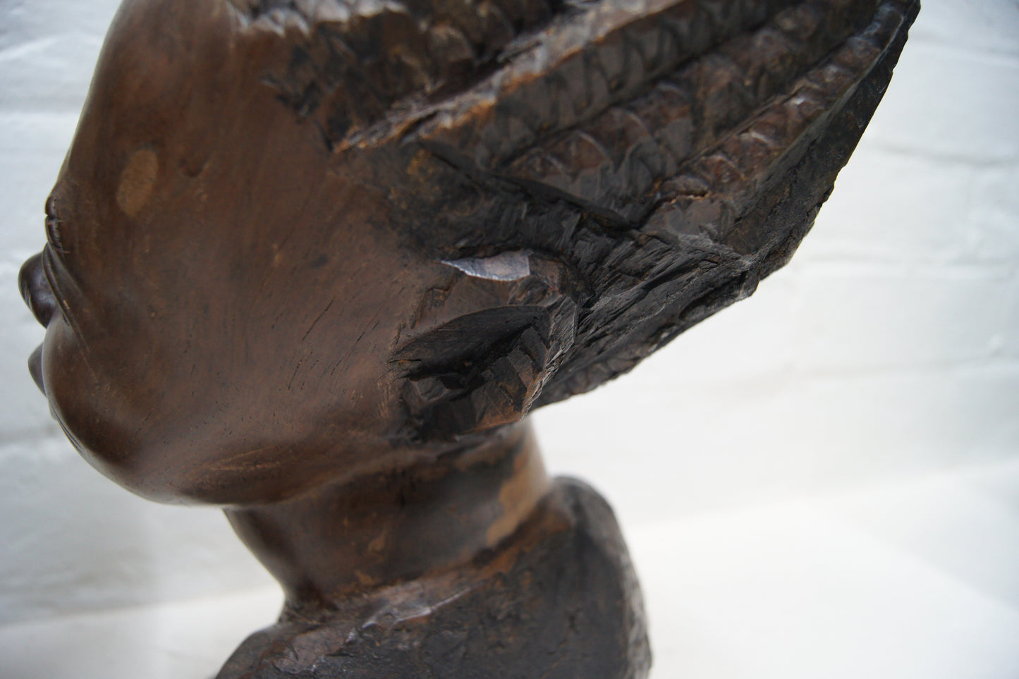 Vintage Hardwood Hand Carved African Head Sculptures