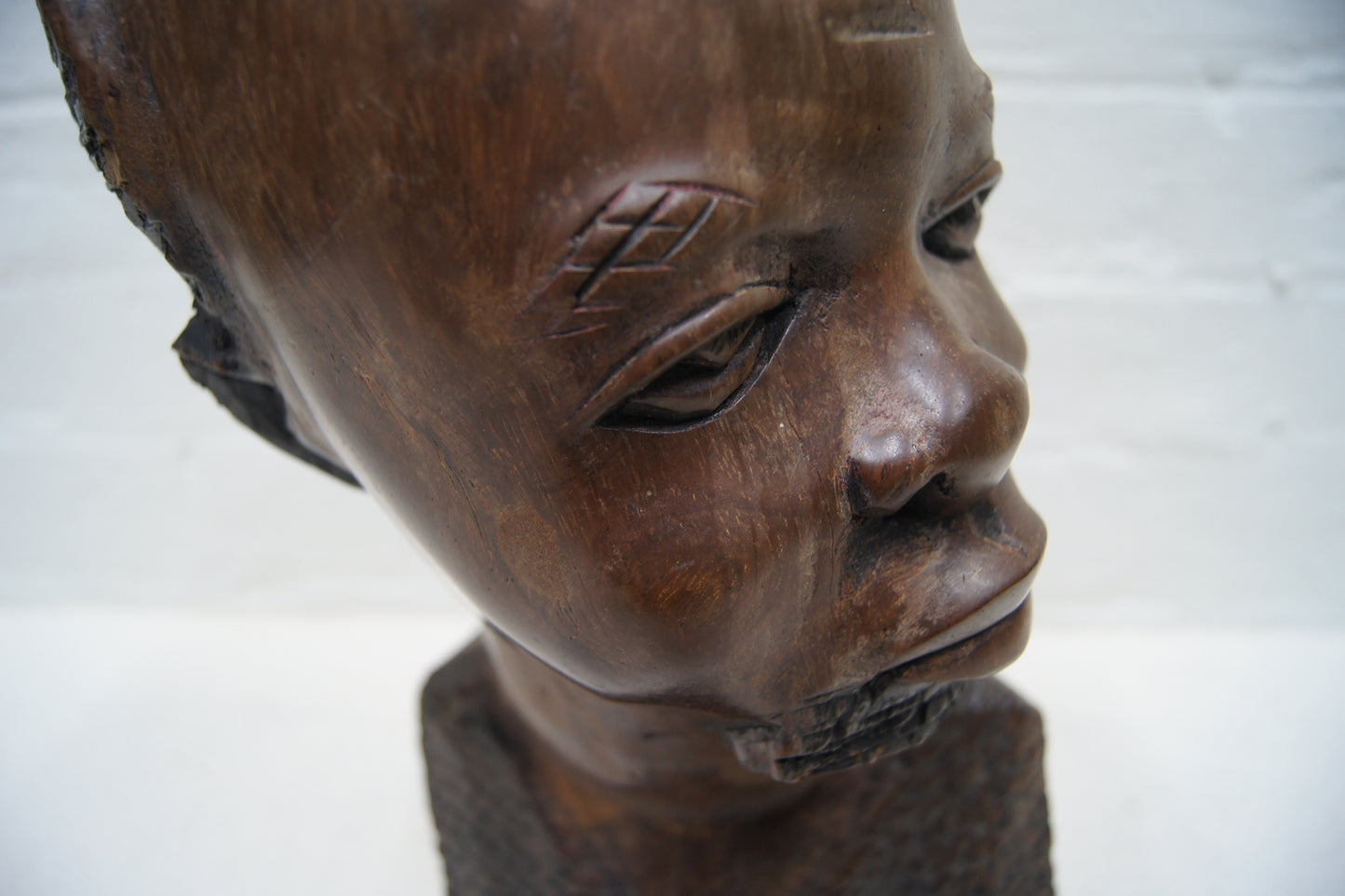 Vintage Hardwood Hand Carved African Head Sculptures