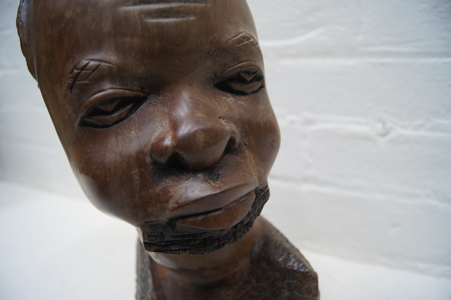 Vintage Hardwood Hand Carved African Head Sculptures