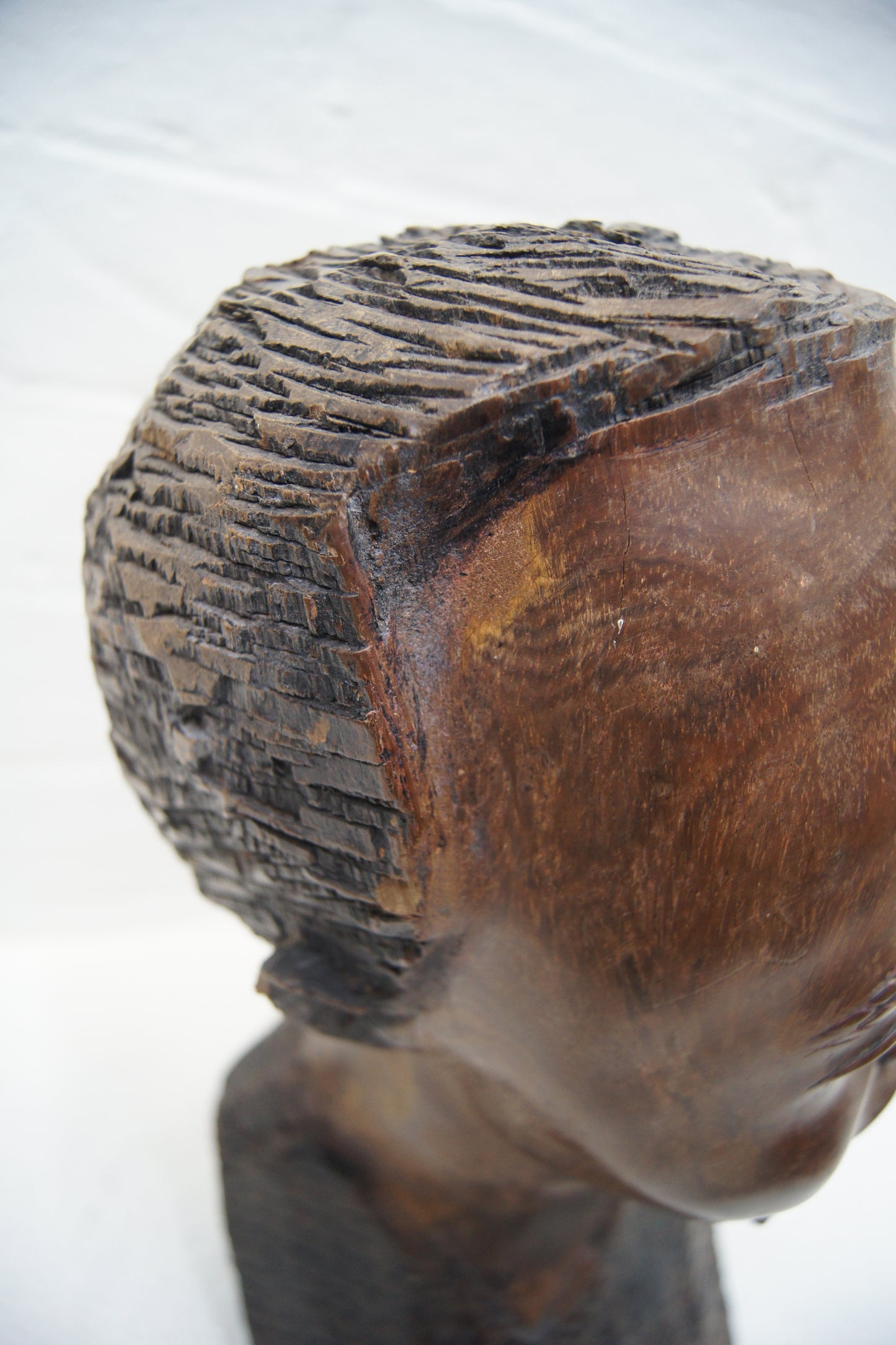Vintage Hardwood Hand Carved African Head Sculptures