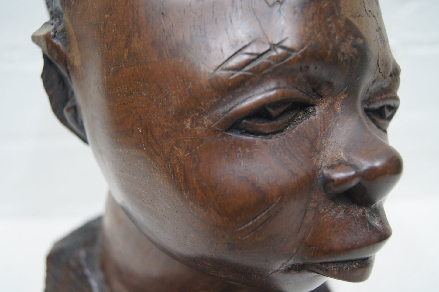 Vintage Hardwood Hand Carved African Head Sculptures