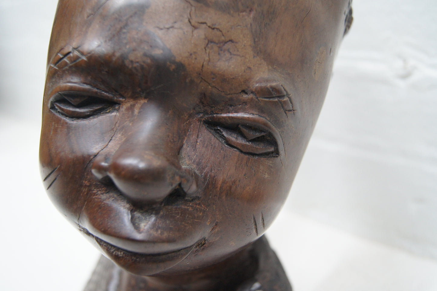 Vintage Hardwood Hand Carved African Head Sculptures