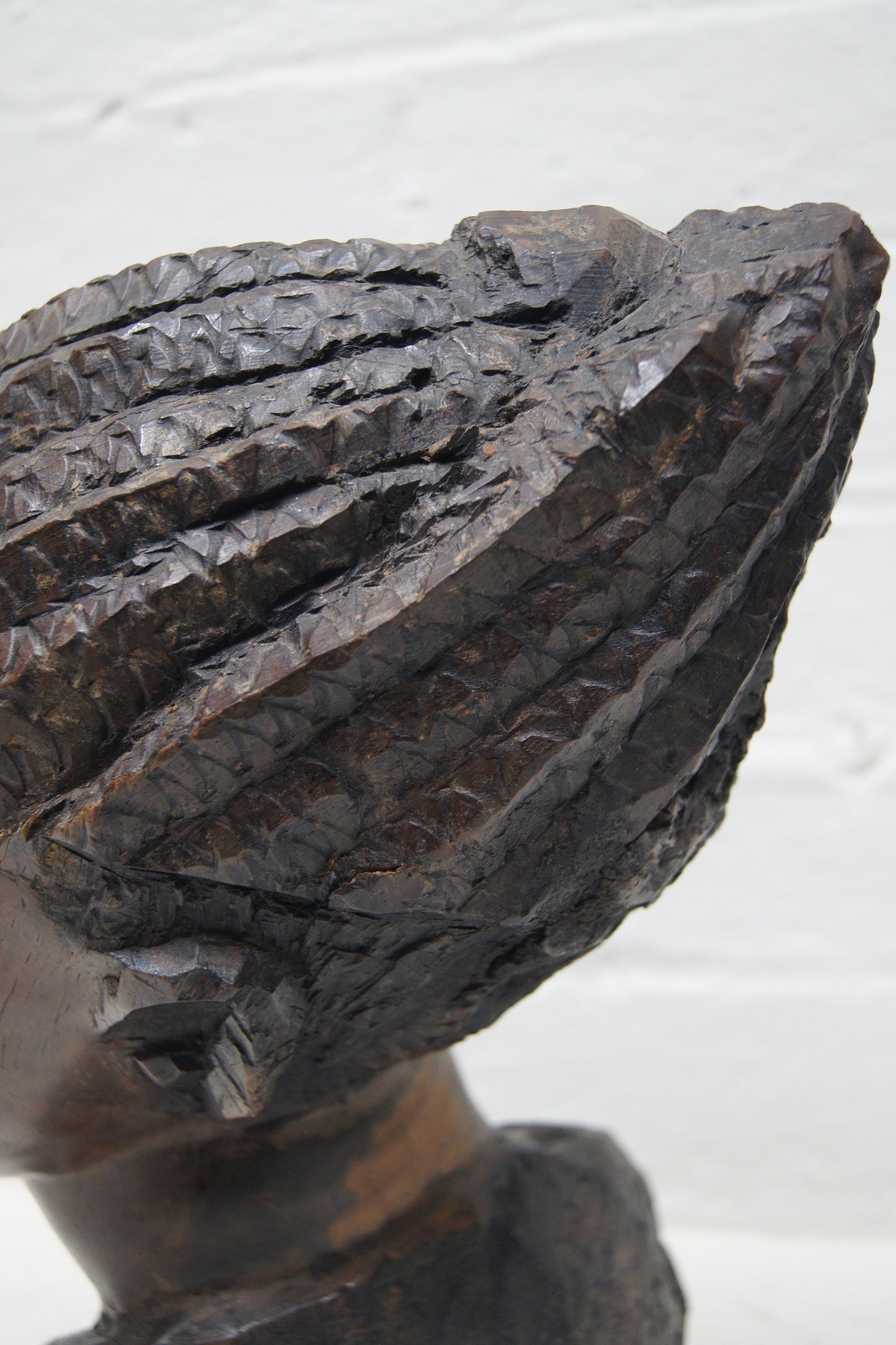 Vintage Hardwood Hand Carved African Head Sculptures