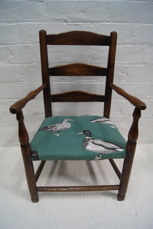 Antique Childs Oak Ladder Back Chair
