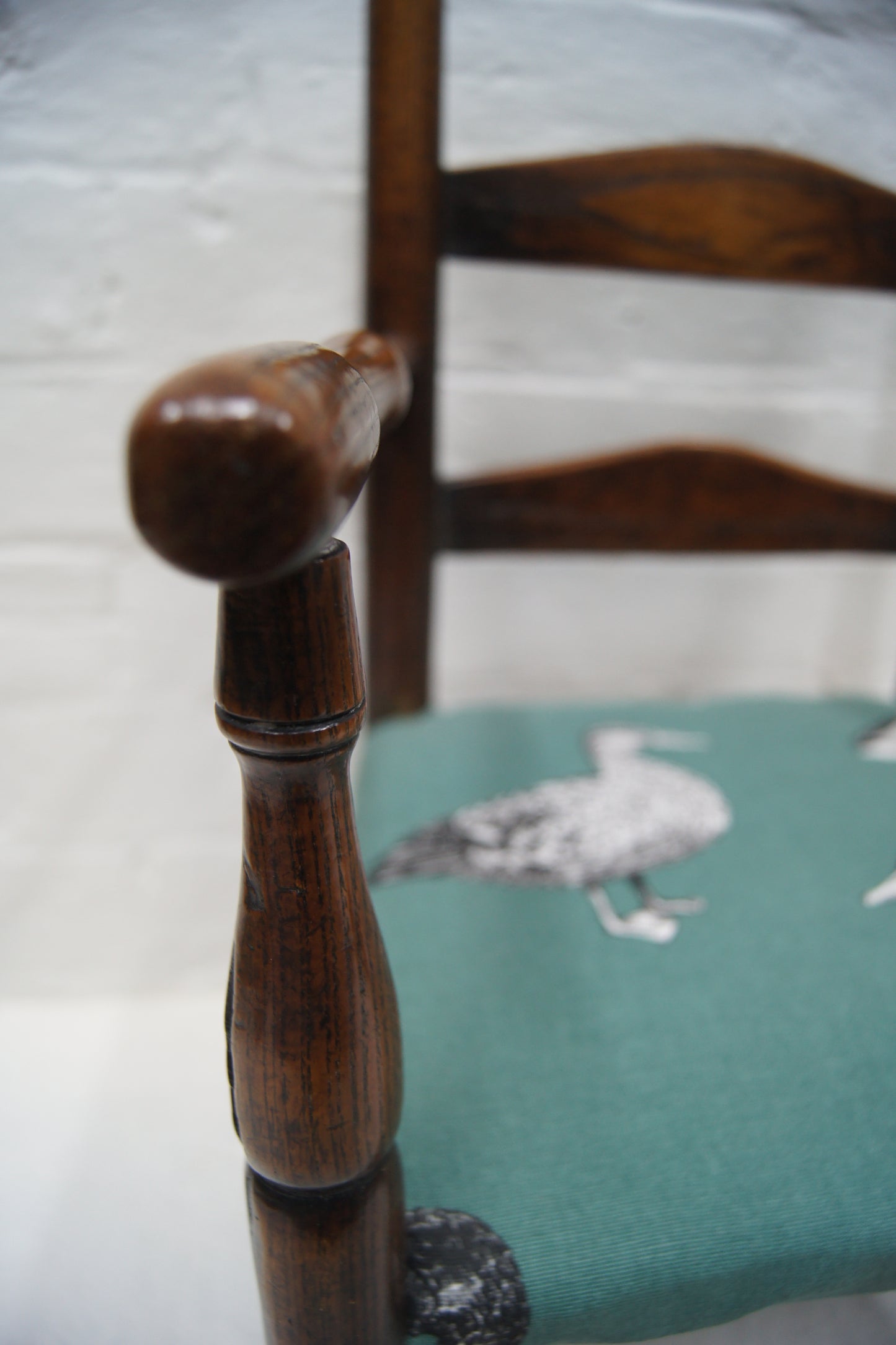 Antique Childs Oak Ladder Back Chair