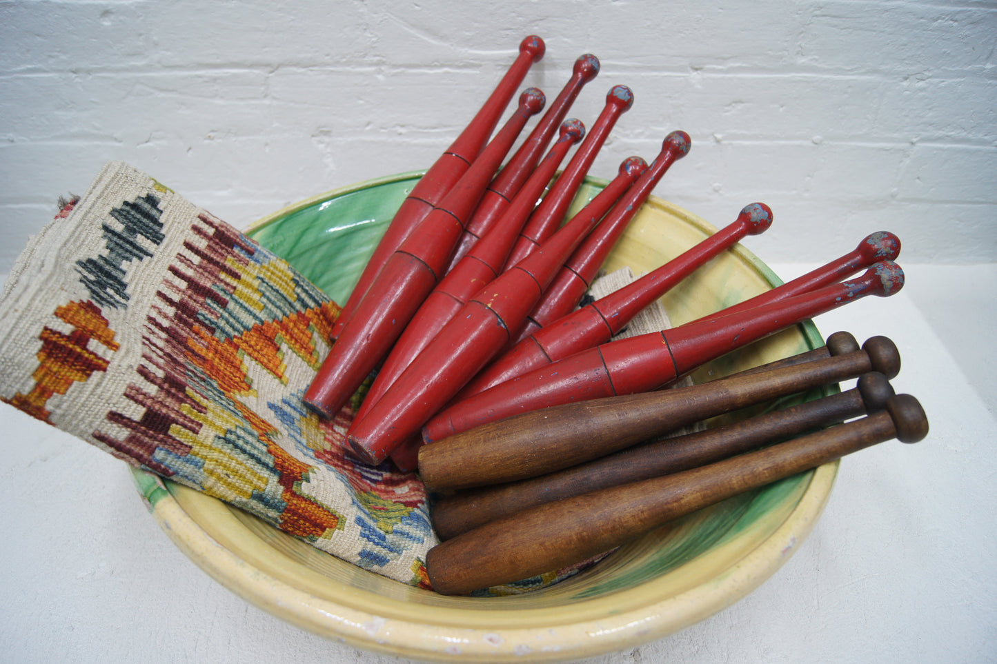 Vintage Wooden Red Indian Exercise Clubs