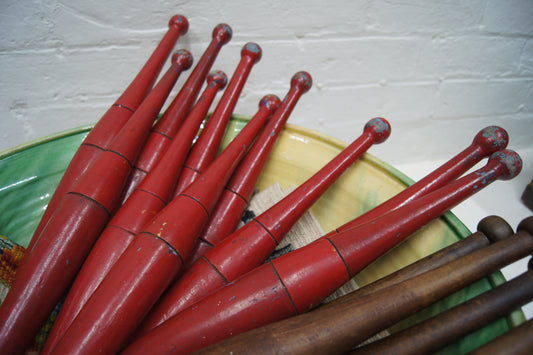 Vintage Wooden Red Indian Exercise Clubs