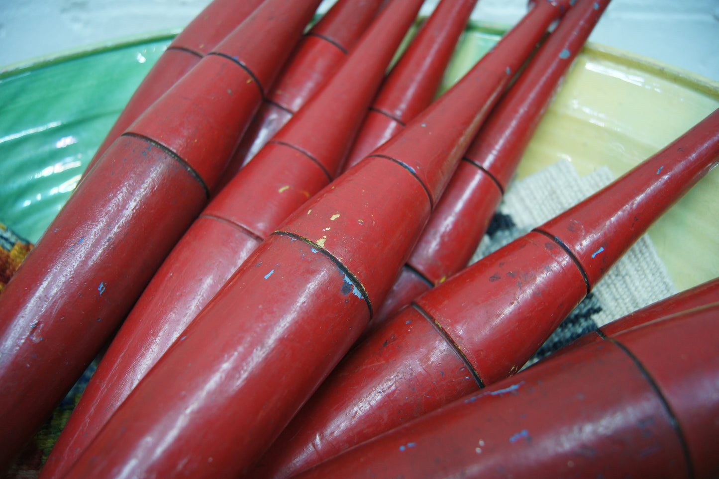 Vintage Wooden Red Indian Exercise Clubs