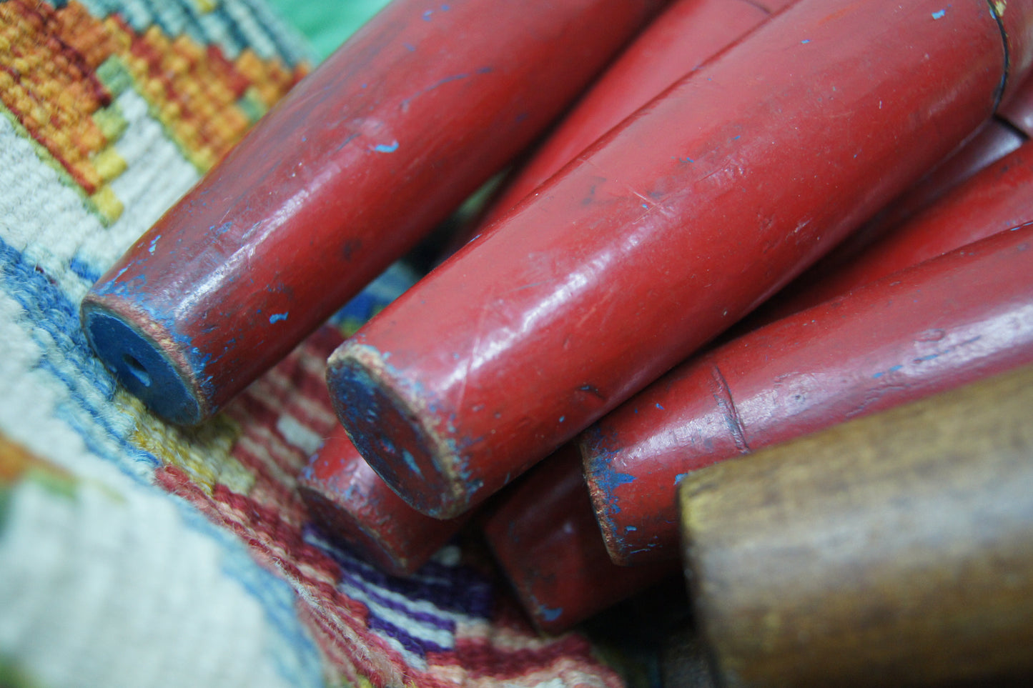 Vintage Wooden Red Indian Exercise Clubs