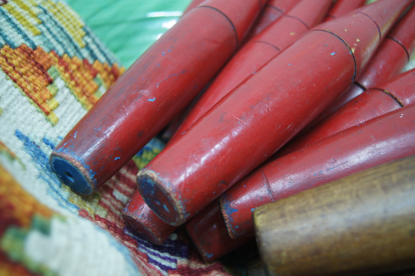 Vintage Wooden Red Indian Exercise Clubs
