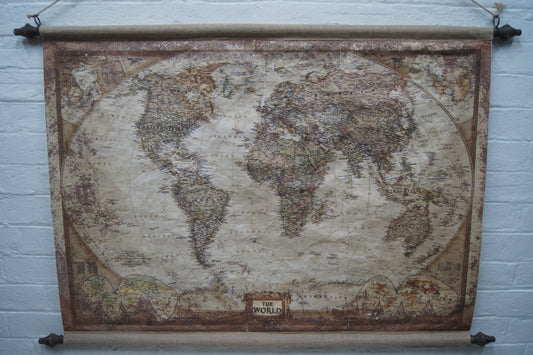 Rustic Large Hanging World Map