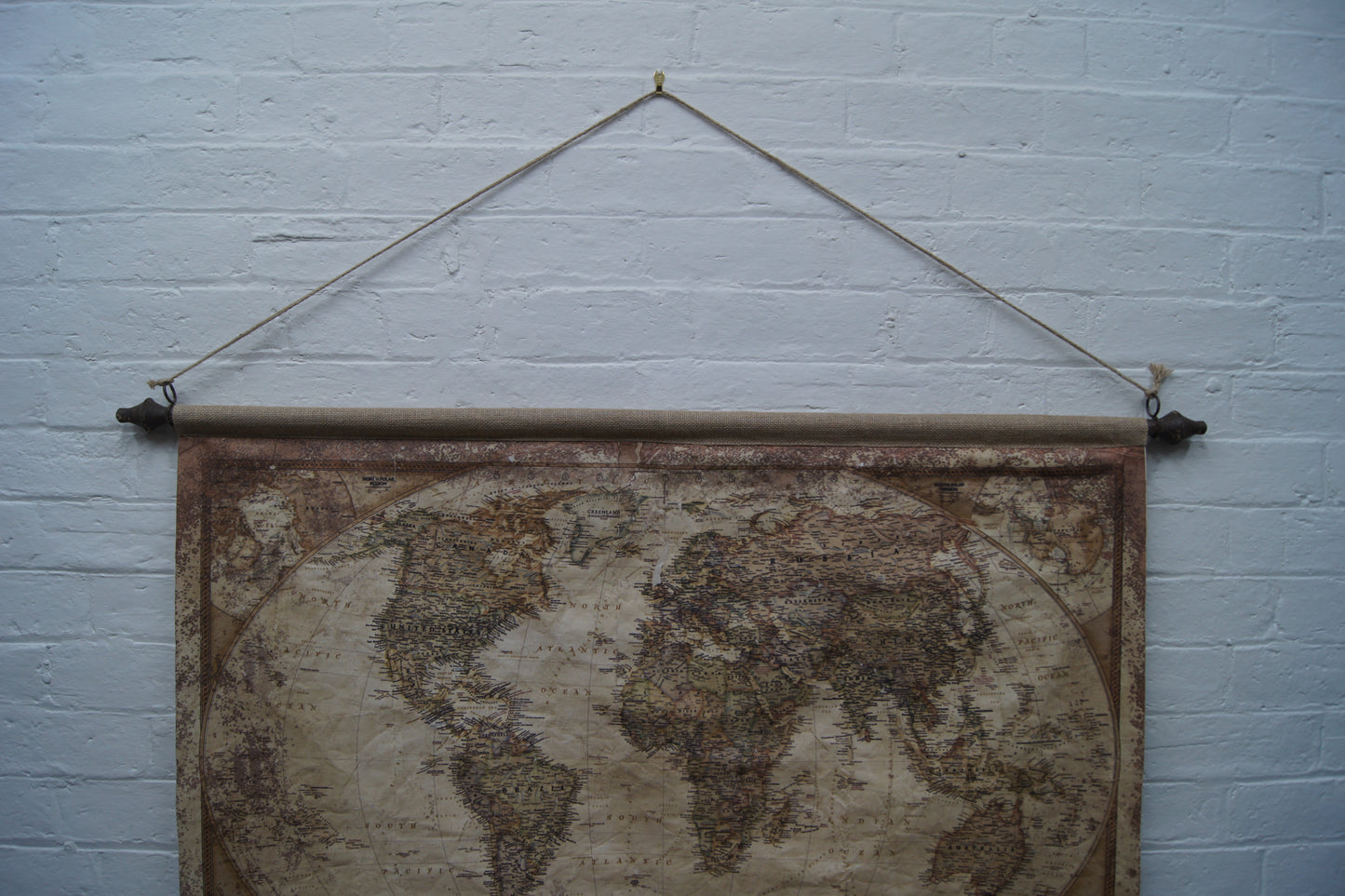 Rustic Large Hanging World Map