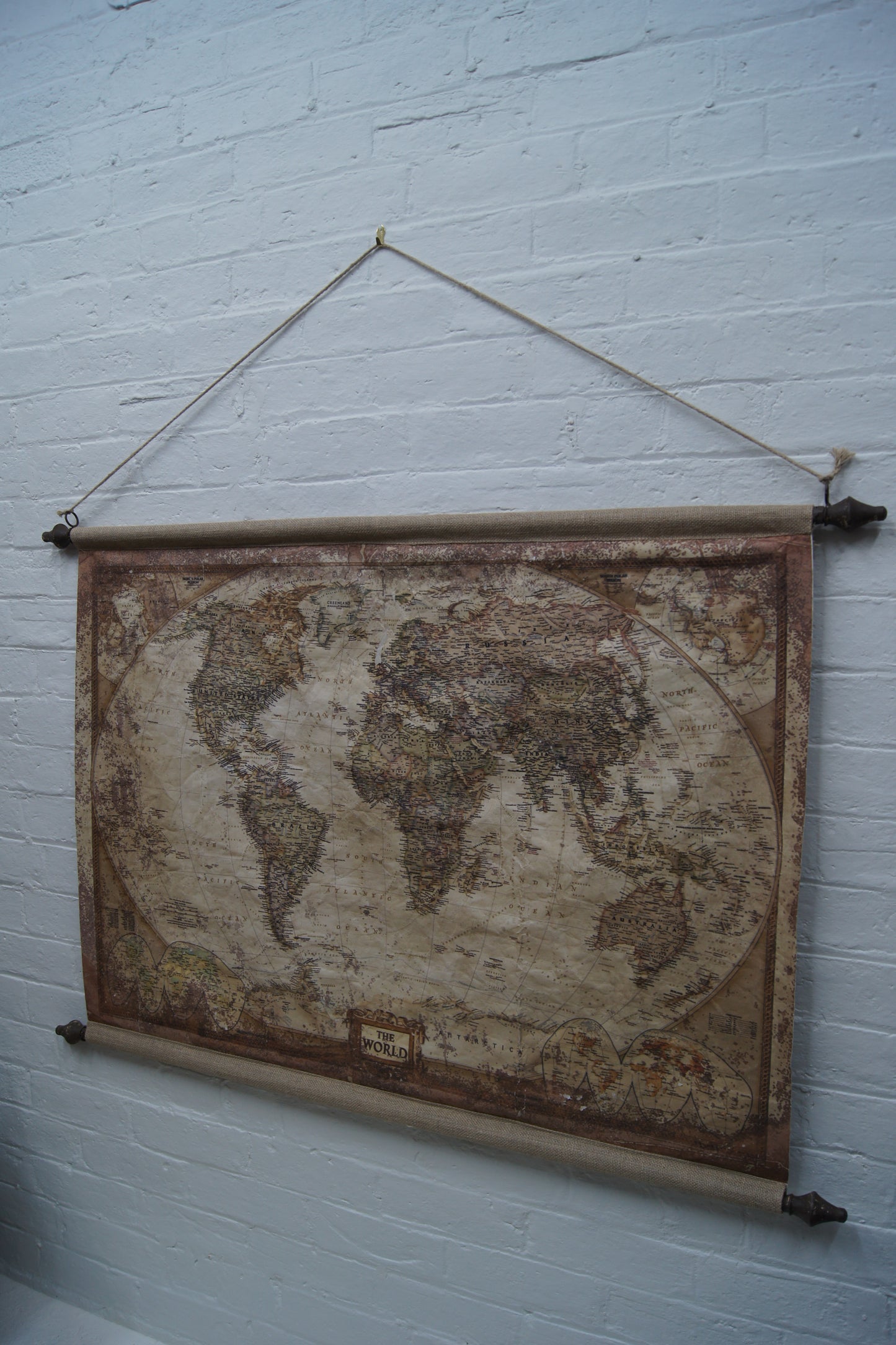 Rustic Large Hanging World Map