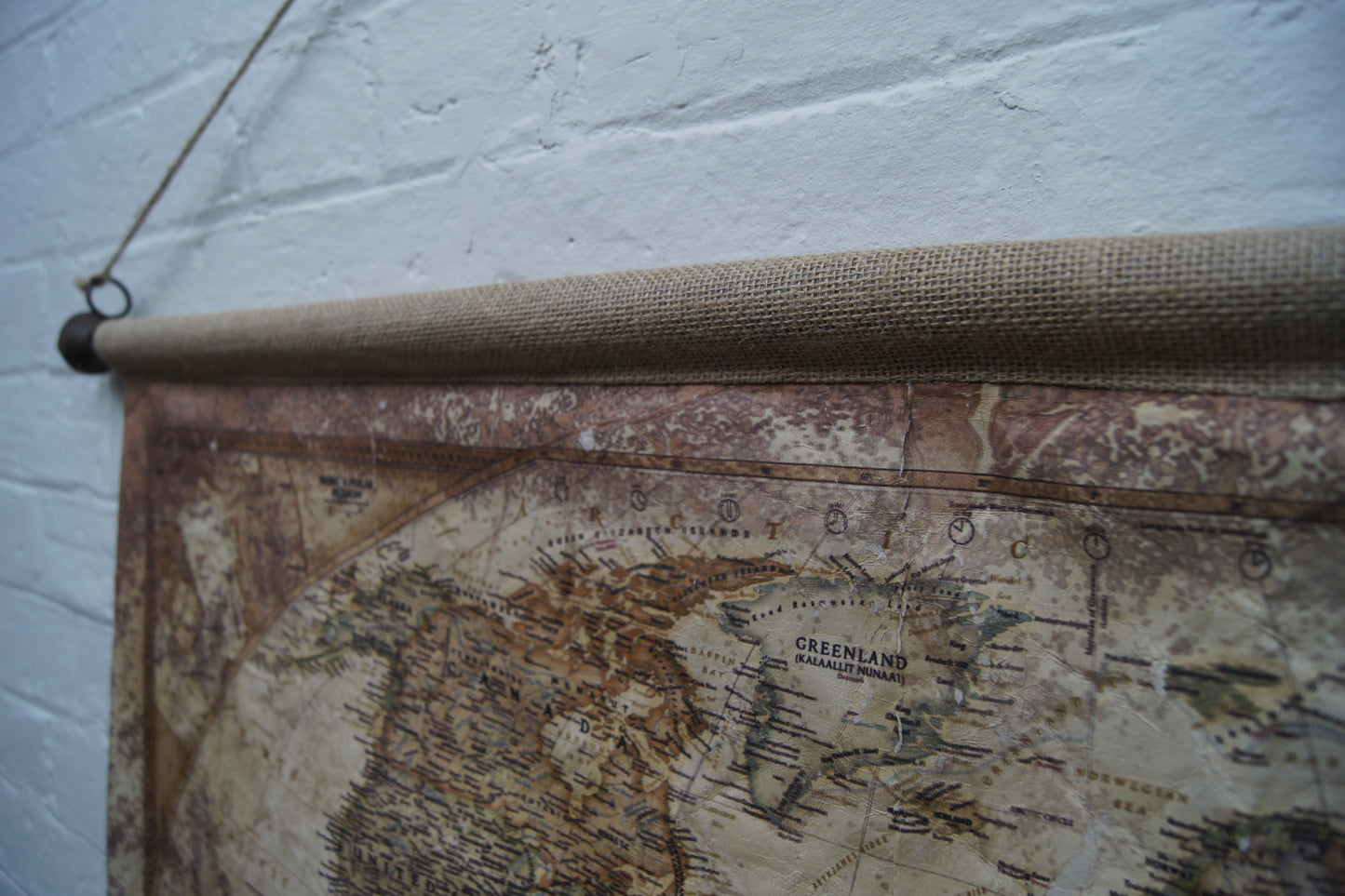 Rustic Large Hanging World Map