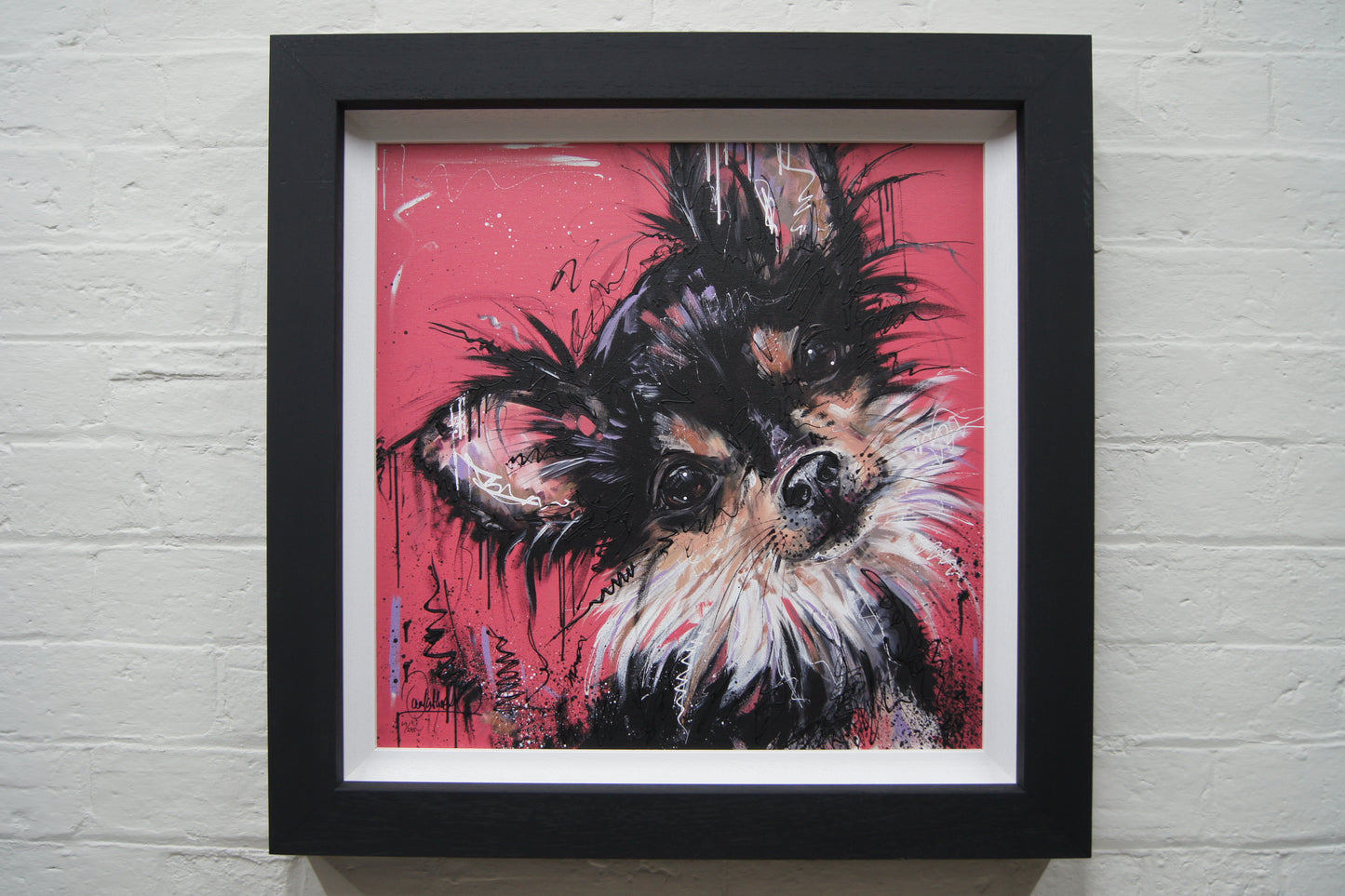 'Because I’m Worth It' – Colourful Dog Art Embellished Framed Canvas by Samantha Ellis