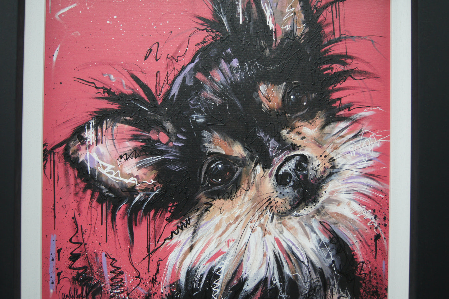 'Because I’m Worth It' – Colourful Dog Art Embellished Framed Canvas by Samantha Ellis