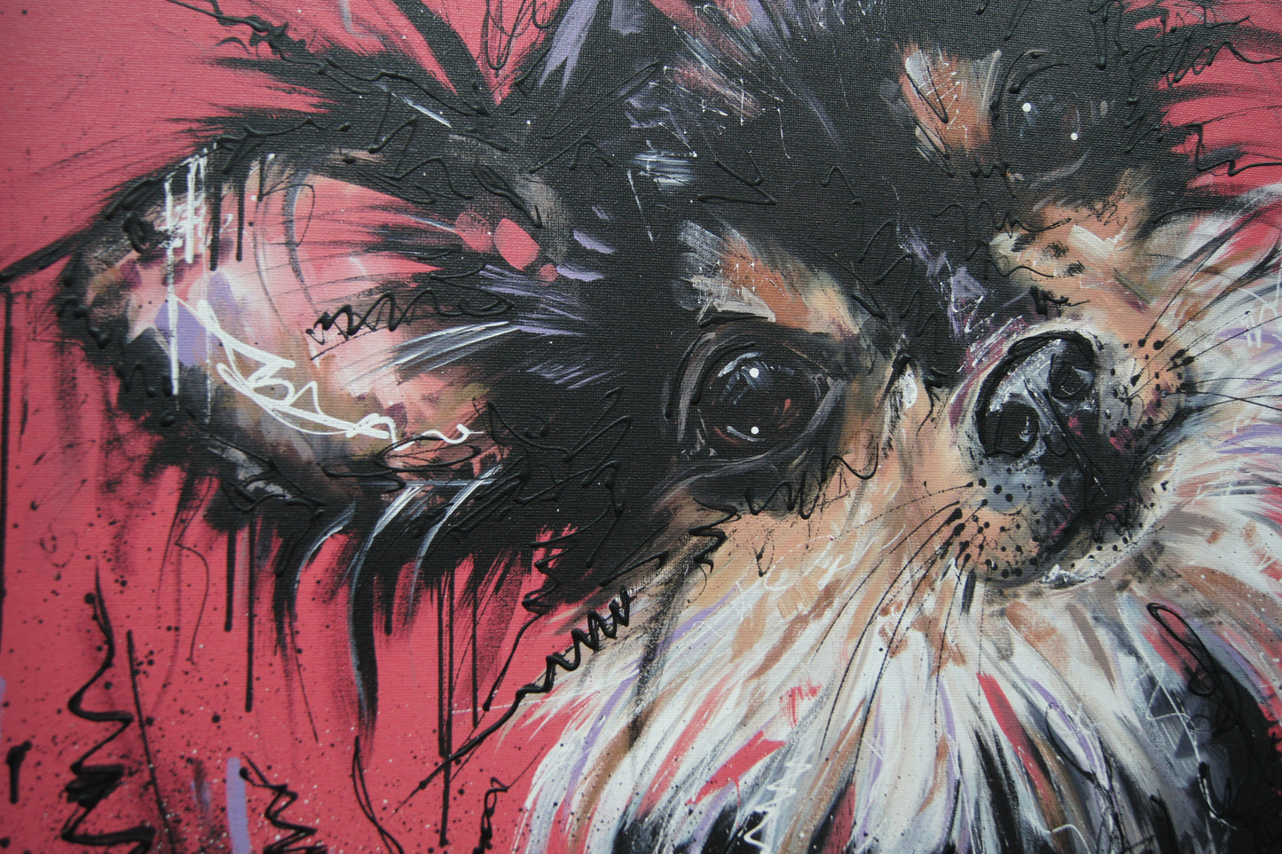 'Because I’m Worth It' – Colourful Dog Art Embellished Framed Canvas by Samantha Ellis