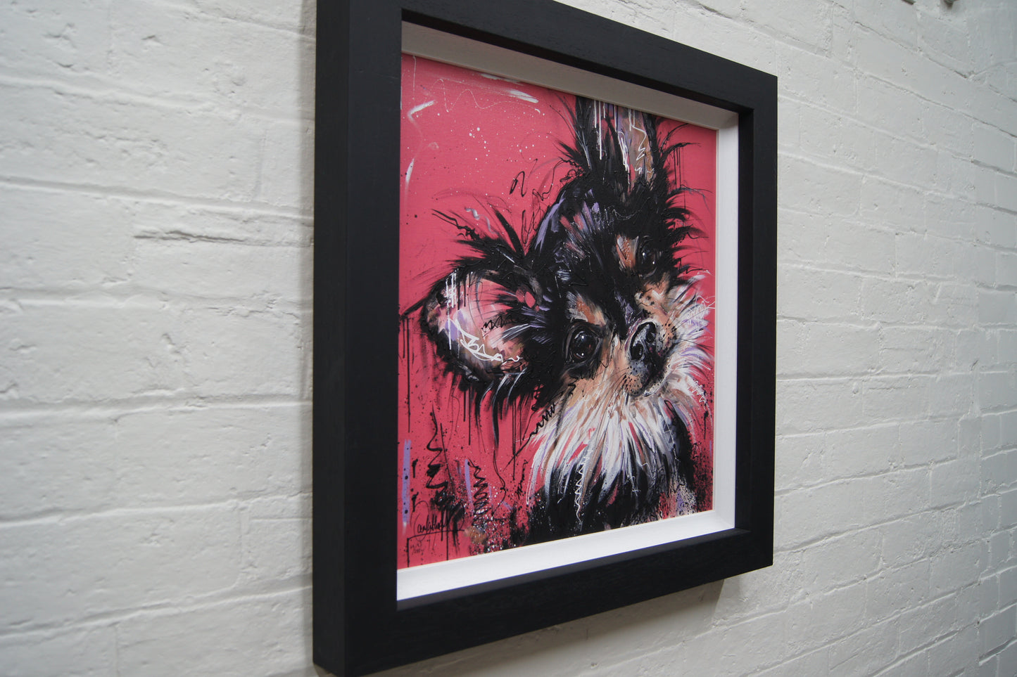 'Because I’m Worth It' – Colourful Dog Art Embellished Framed Canvas by Samantha Ellis
