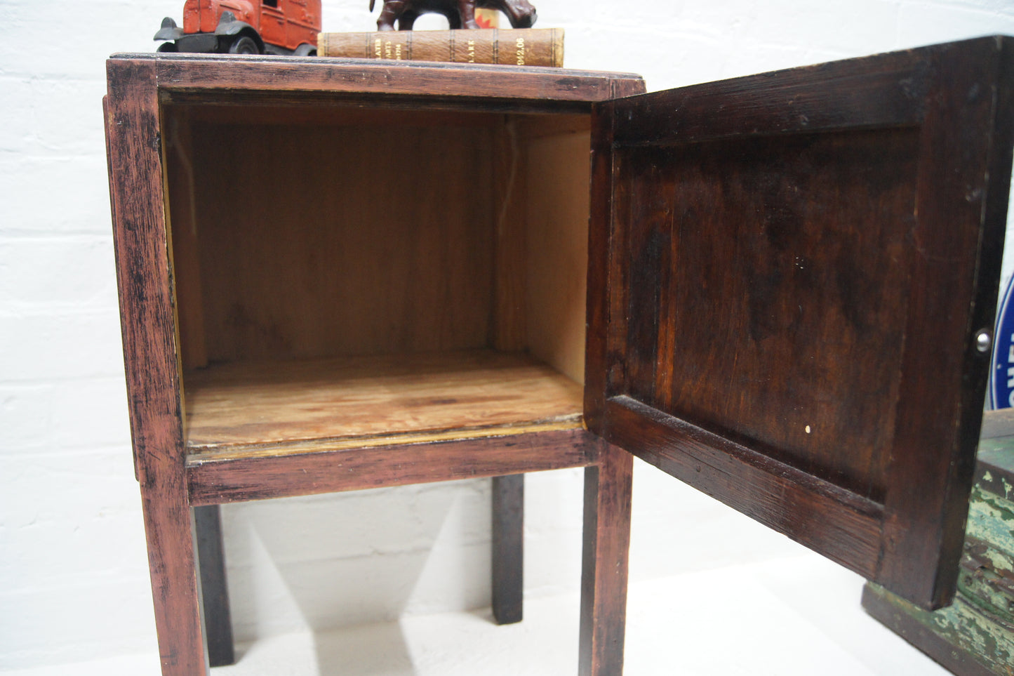 Rustic Wooden Destressed Bedside Cabinet