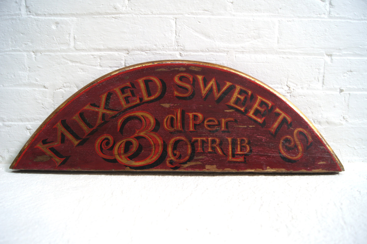 Vintage Mixed Sweets Wooden Half Circle Sign