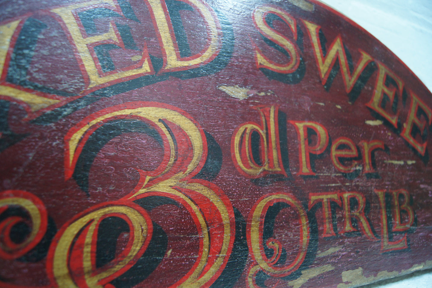Vintage Mixed Sweets Wooden Half Circle Sign