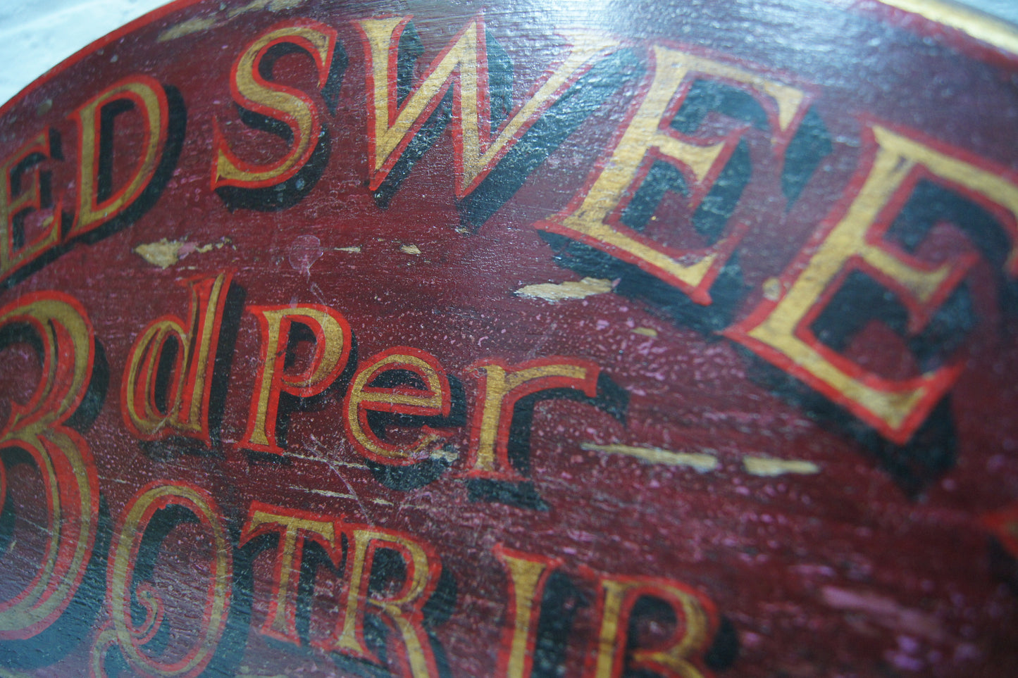 Vintage Mixed Sweets Wooden Half Circle Sign