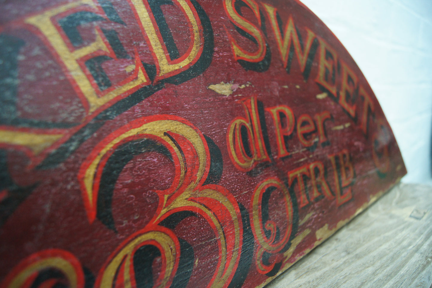 Vintage Mixed Sweets Wooden Half Circle Sign