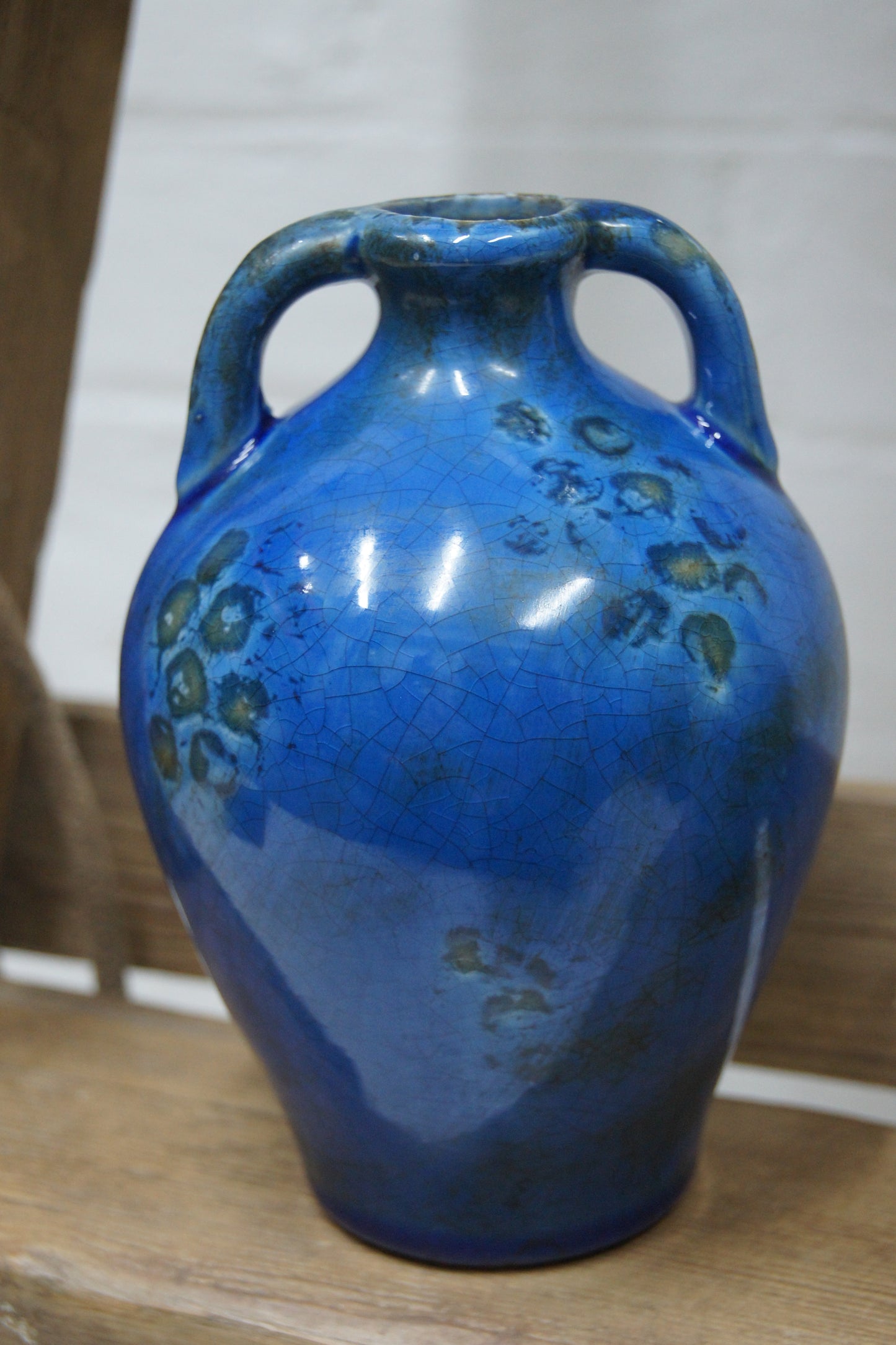 Vintage Blue Bud Vase with Handles
