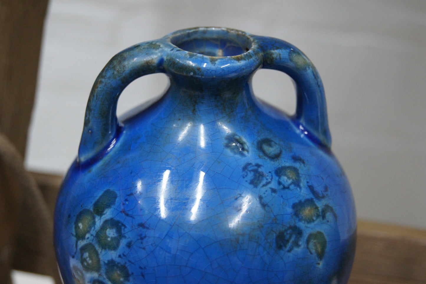 Vintage Blue Bud Vase with Handles