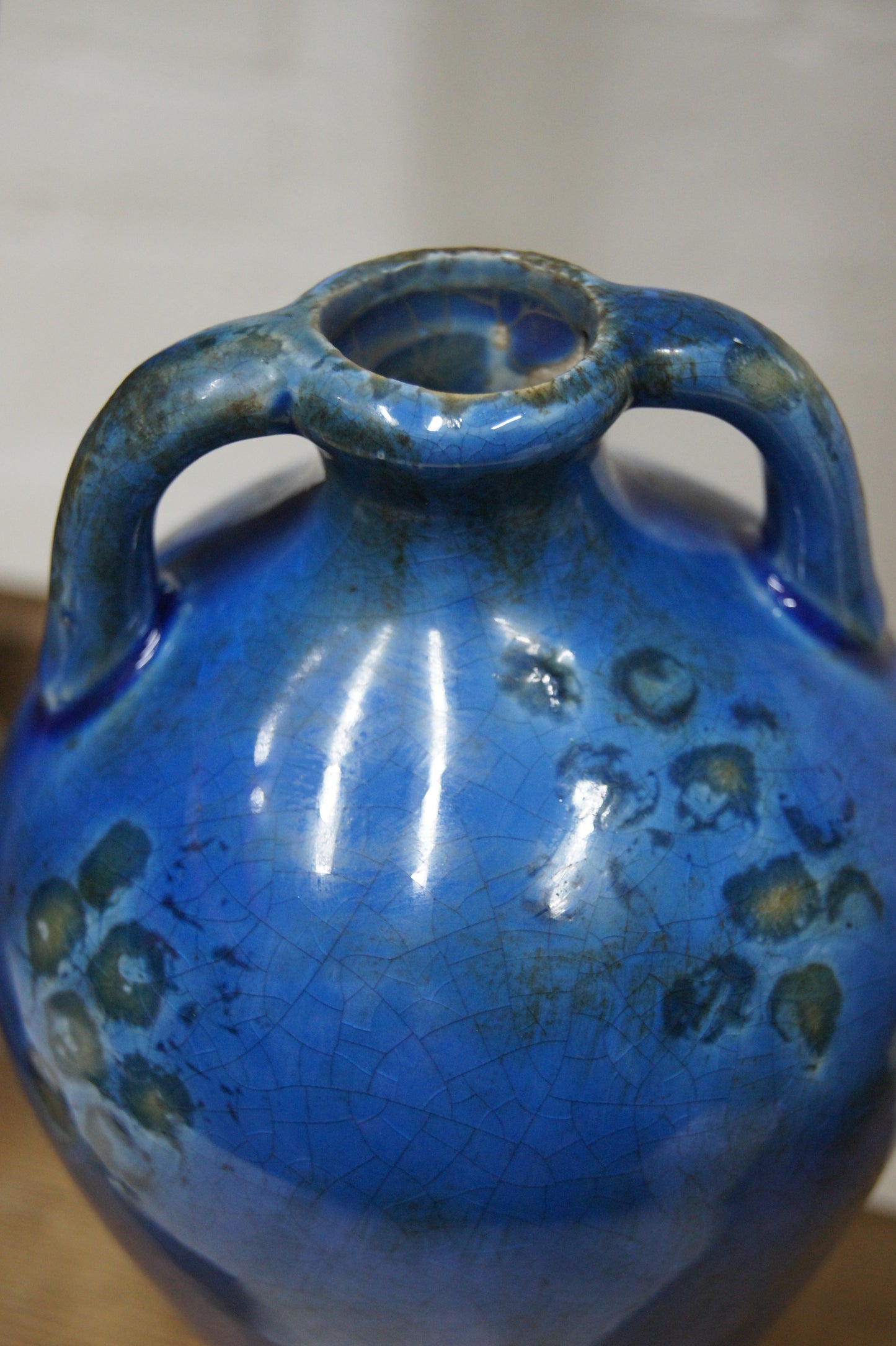 Vintage Blue Bud Vase with Handles