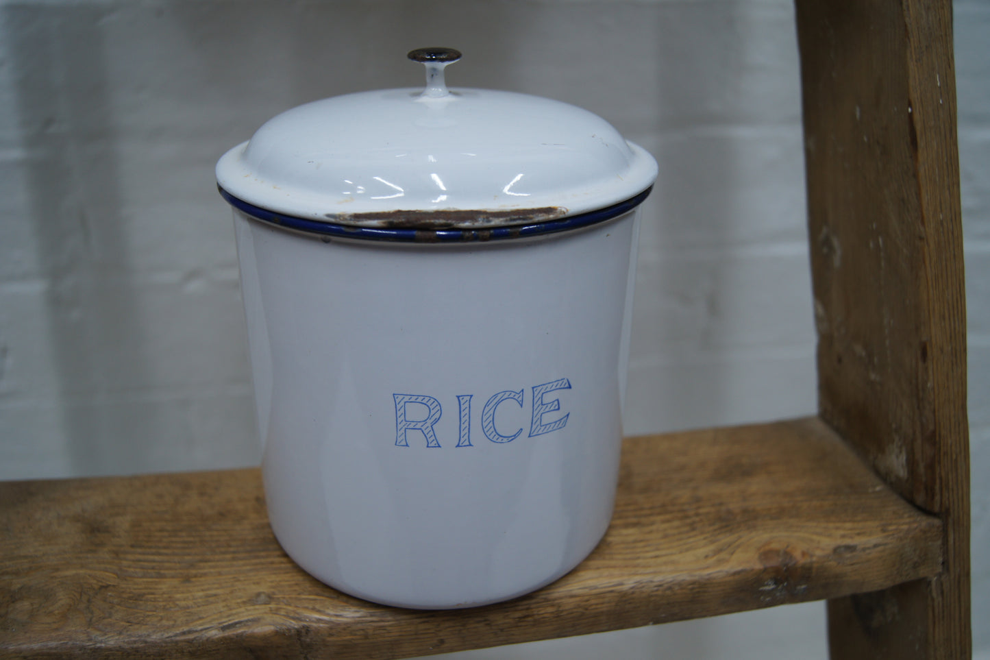 Set of 3 Vintage Swedish 1960s Enamelled Kitchen Canisters